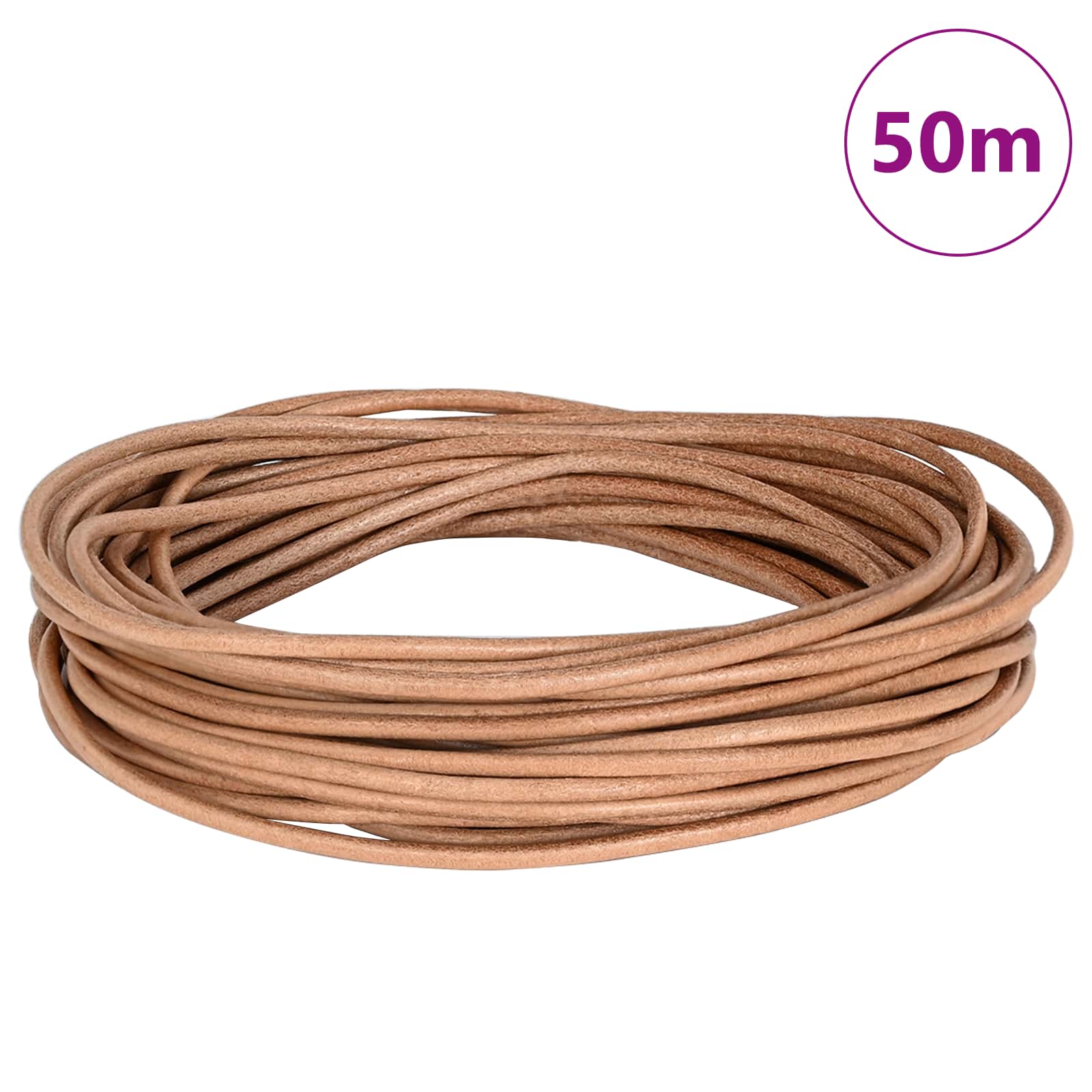 Vidaxl leren koord 1 bruin ø2,5 mm x 50 m leer