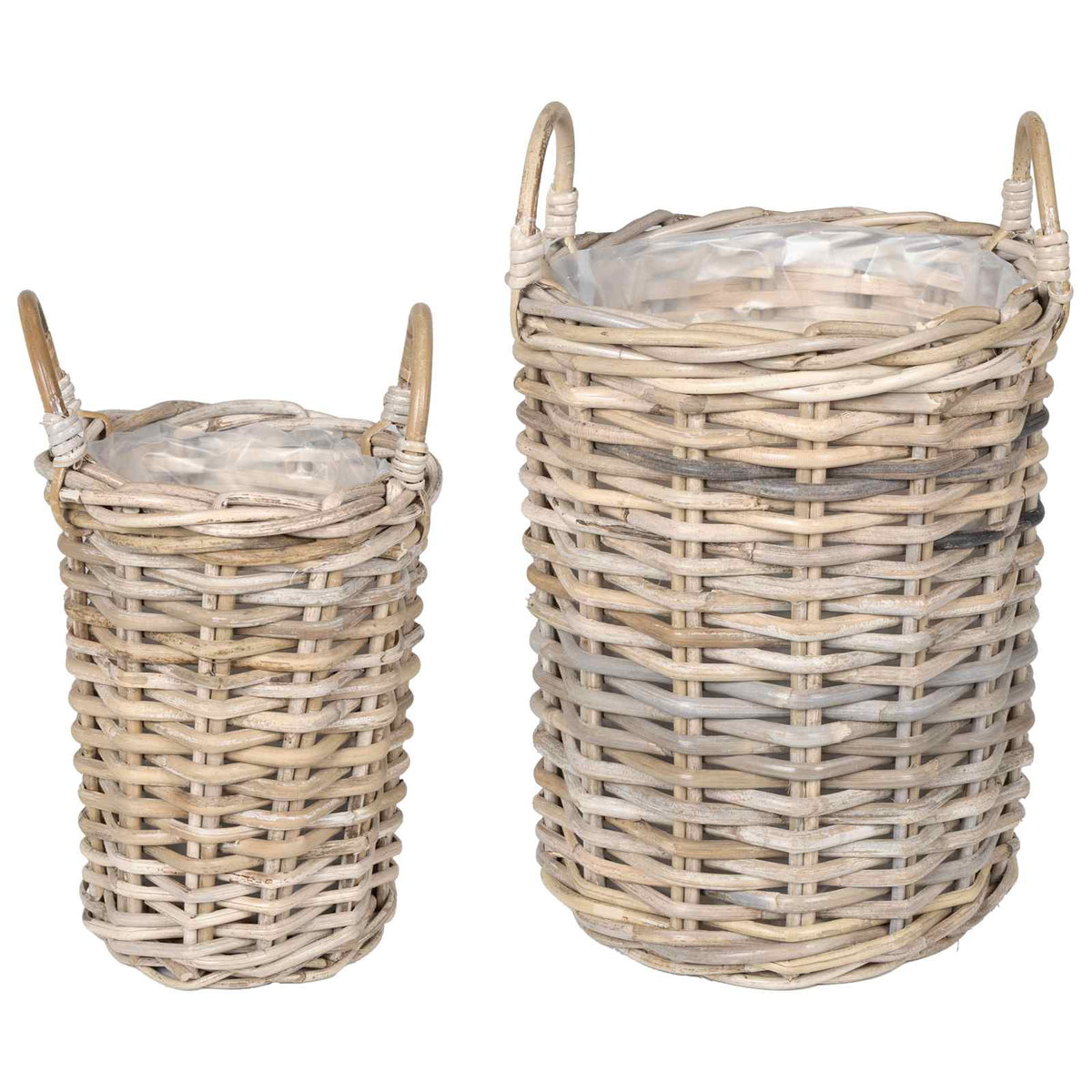 Vidaxl plantmand met opslag gendt 2 st natuurlijk grijs kubu rattan