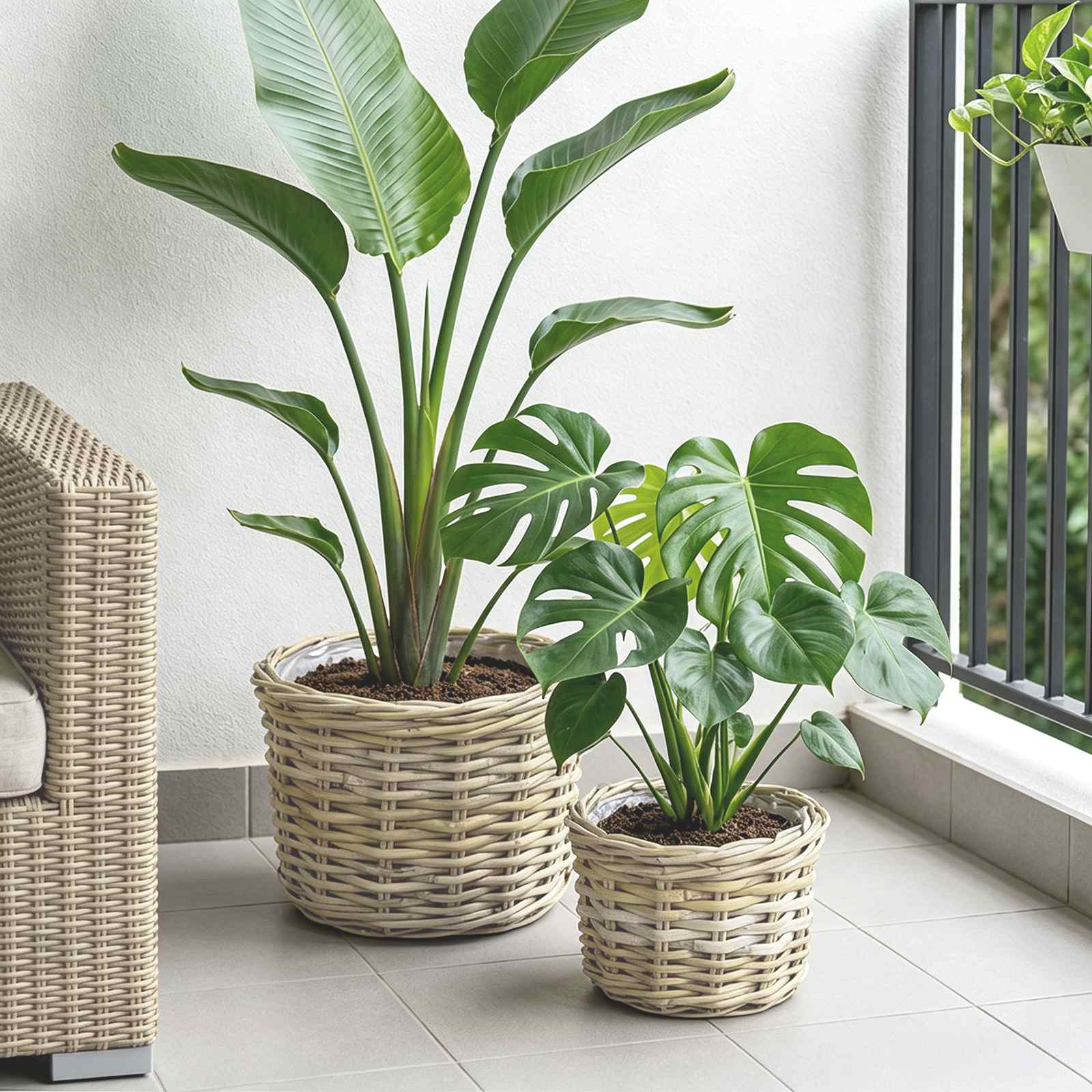 Vidaxl bloempot mand gendt 2 st natuurlijk grijs kubu rattan