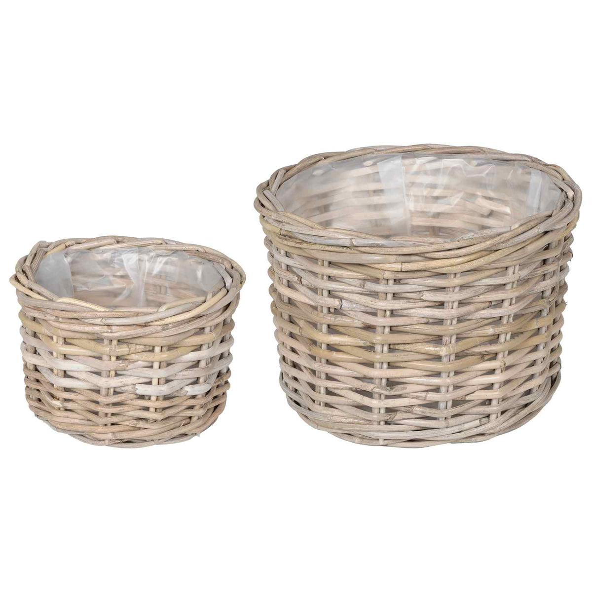 Vidaxl bloempot mand gendt 2 st natuurlijk grijs kubu rattan