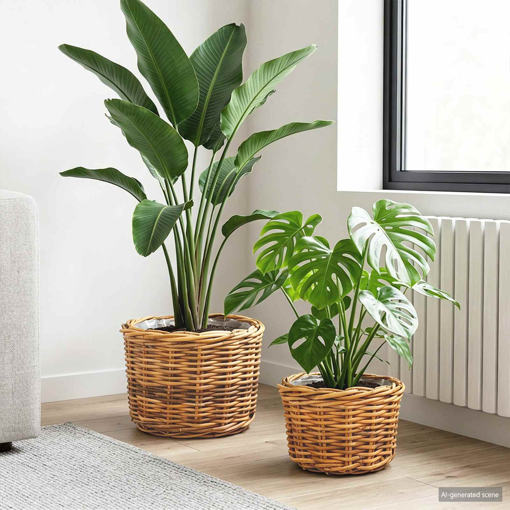 Vidaxl bloempot mand met opslag 2 pcs bruin kubu rattan