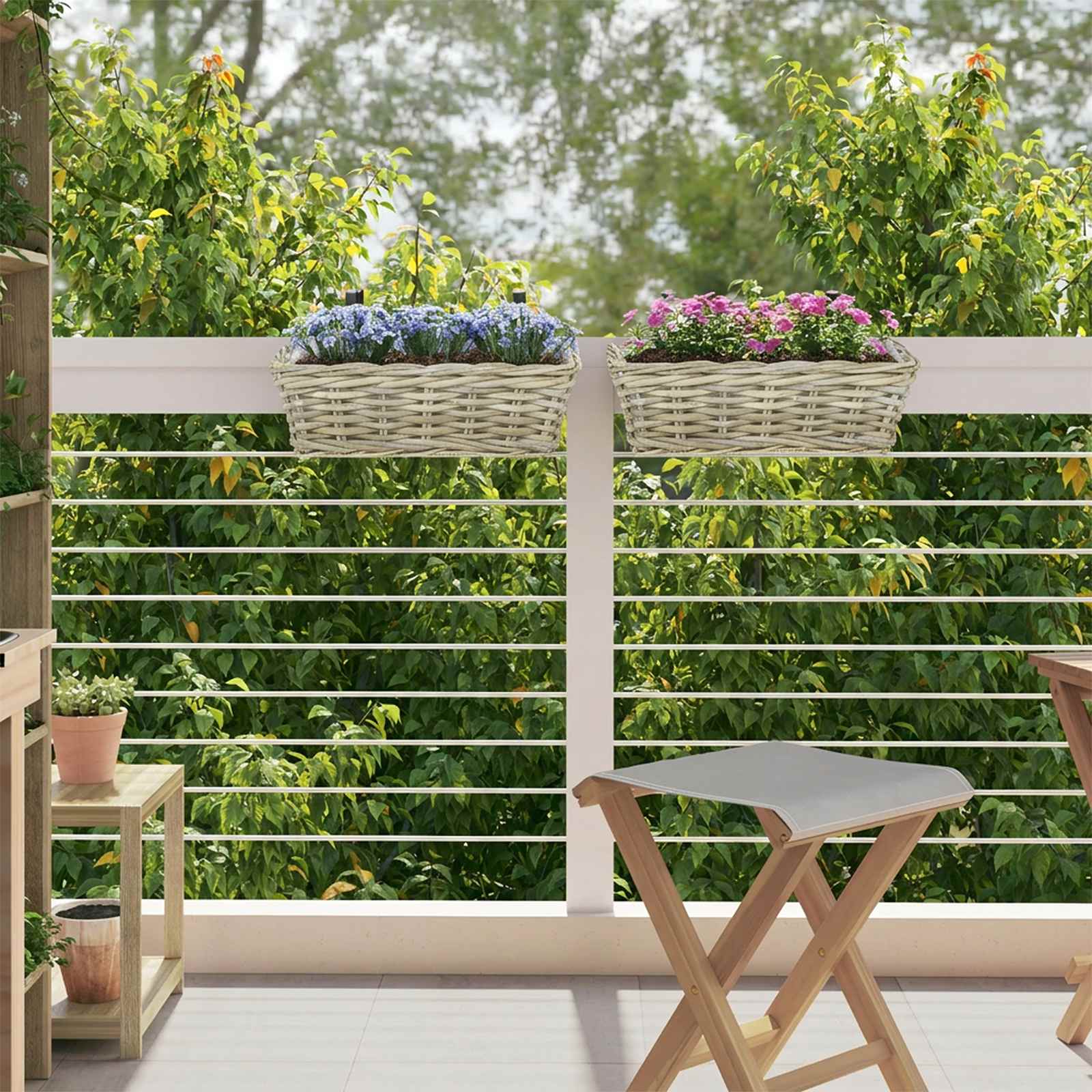 Vidaxl hangende bloempot mand gendt 2 st natuurlijk grijs kubu rattan