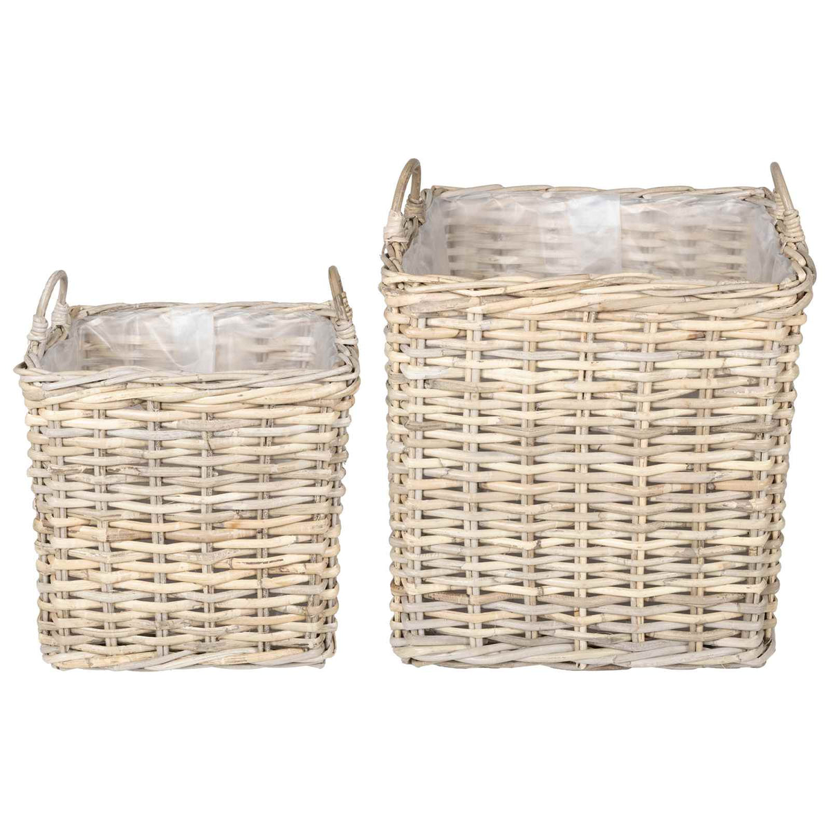 Vidaxl plantenmand met opslag gendt 2 st natuurlijk grijs kubu rattan