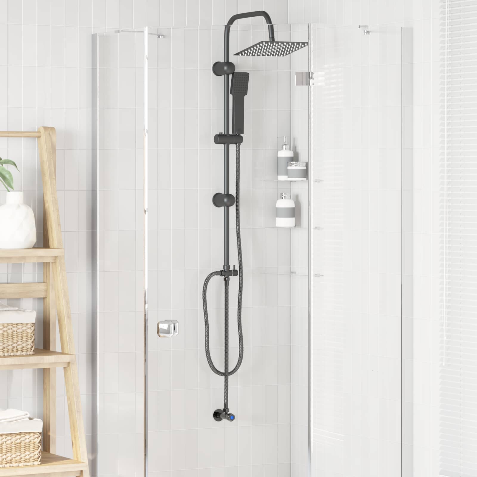Vidaxl doucheset zwart 47 x 20 x 95 cm roestvrij staal