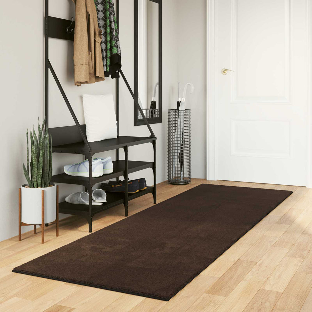Vidaxl vloerkleden rechthoekig huarte bruin 250 x 80 cm polyester