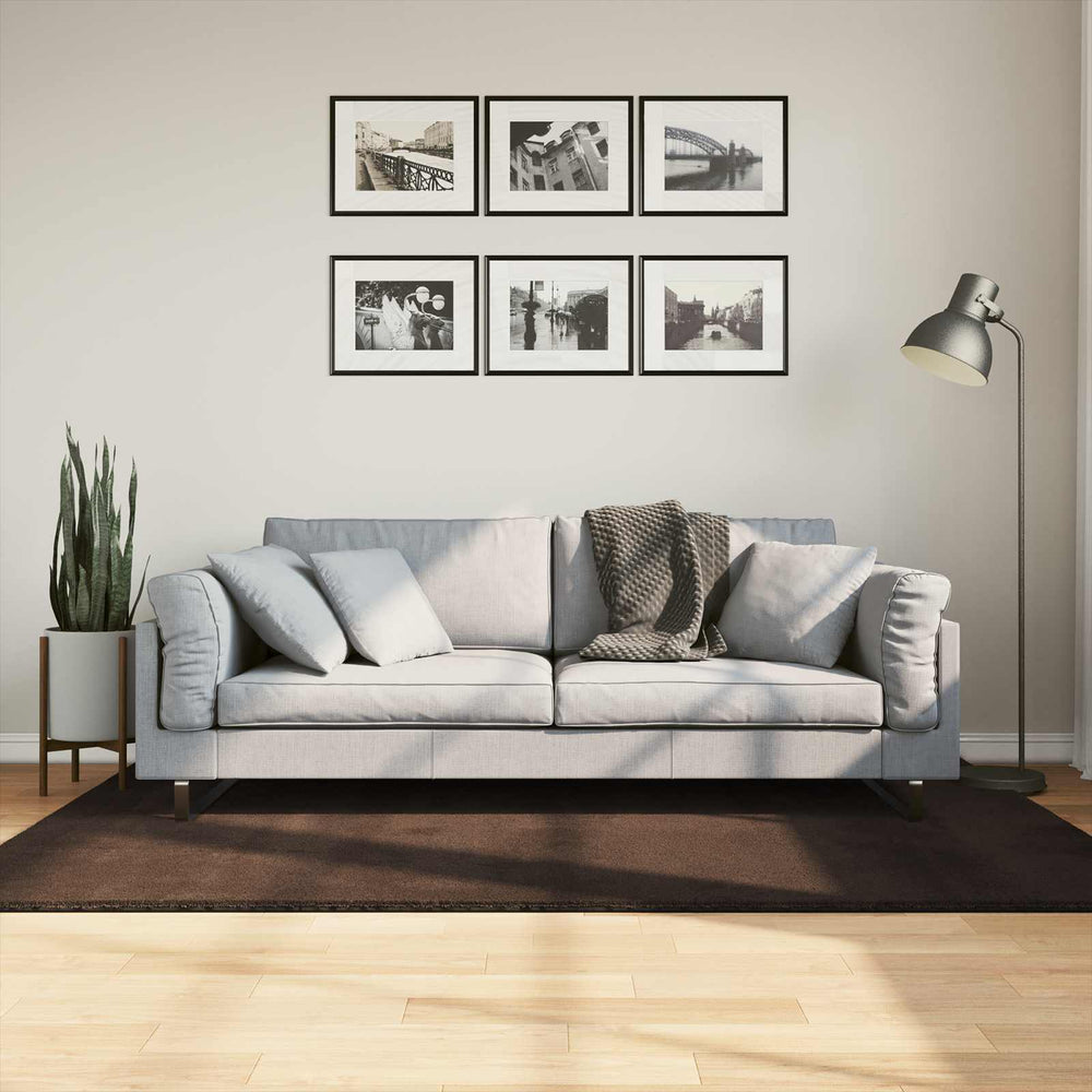 Vidaxl vloerkleden rechthoekig huarte bruin 170 x 120 cm polyester