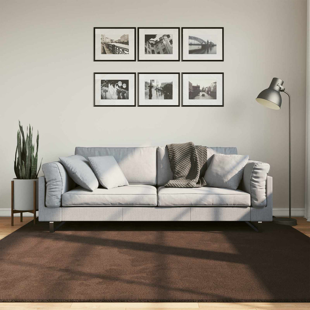 Vidaxl vloerkleden vierkant huarte bruin 200 x 200 cm polyester