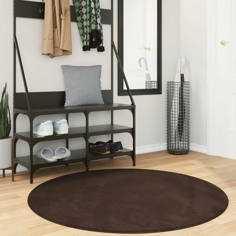 Vidaxl vloerkleden rond huarte bruin ø 120 cm polyester