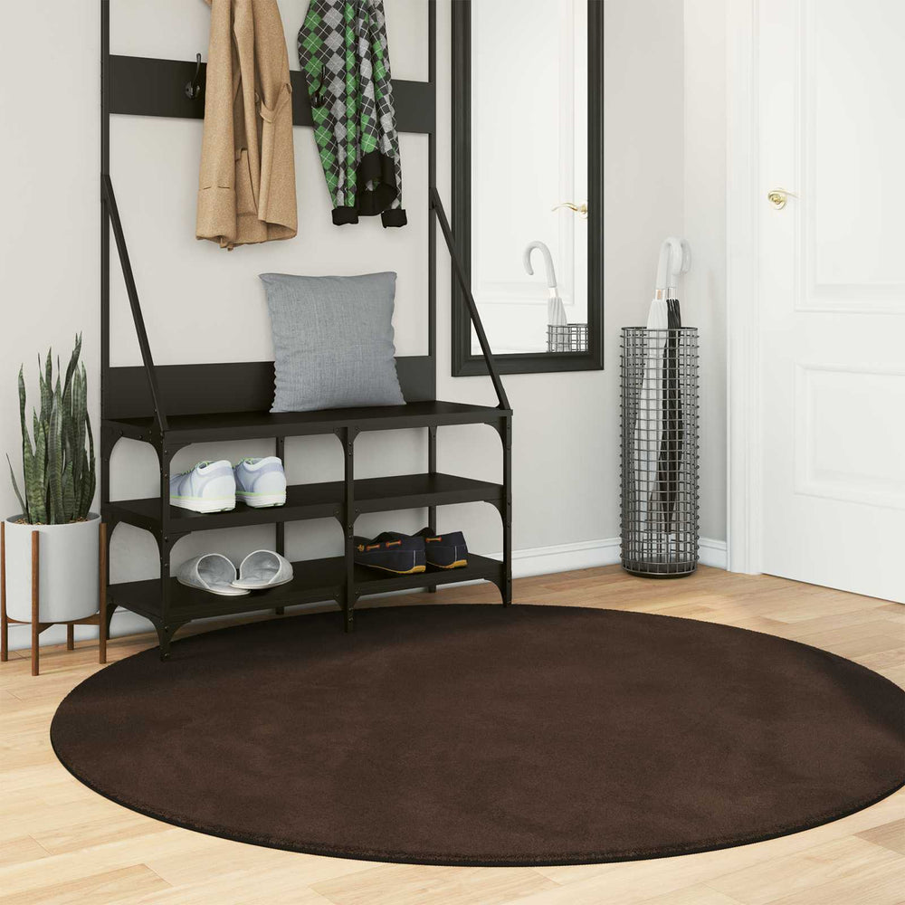 Vidaxl vloerkleden rond huarte bruin ø 160 cm polyester