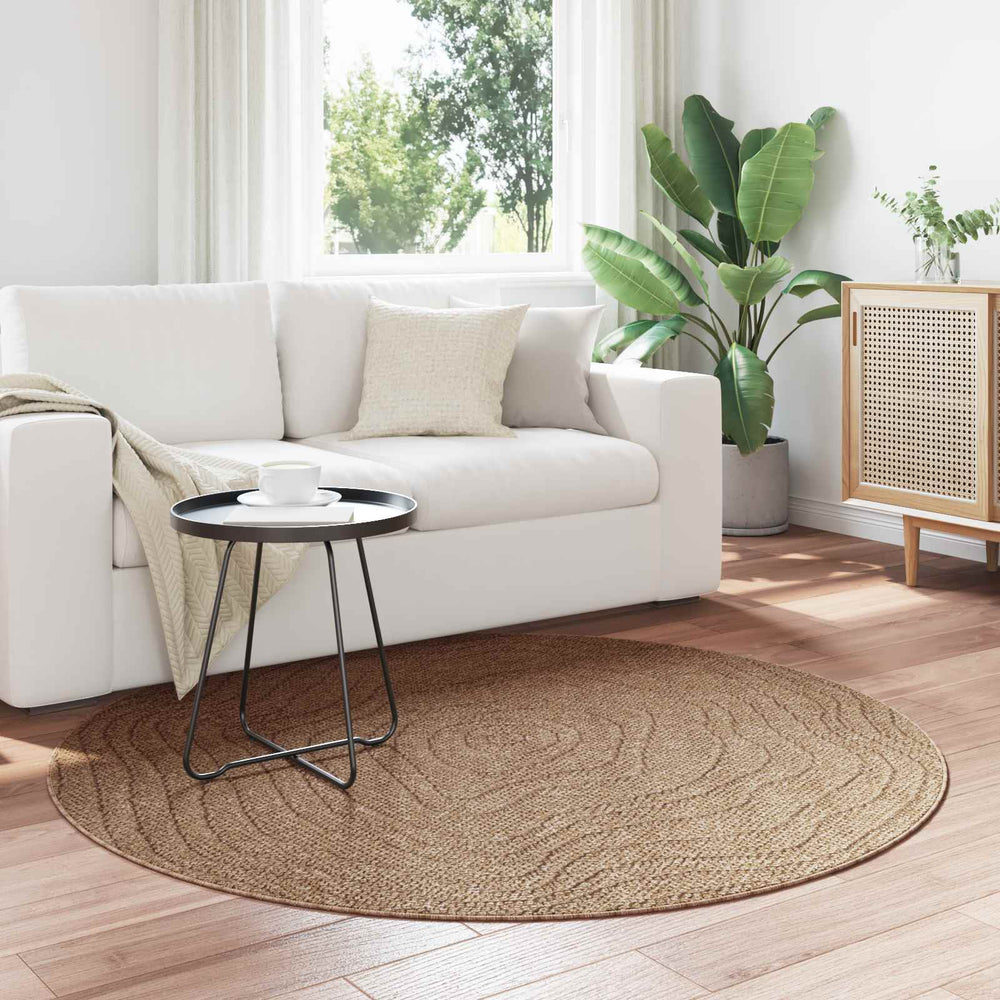 Vidaxl vloerkleden rond moiré huarte naturel ø 160 cm polyester