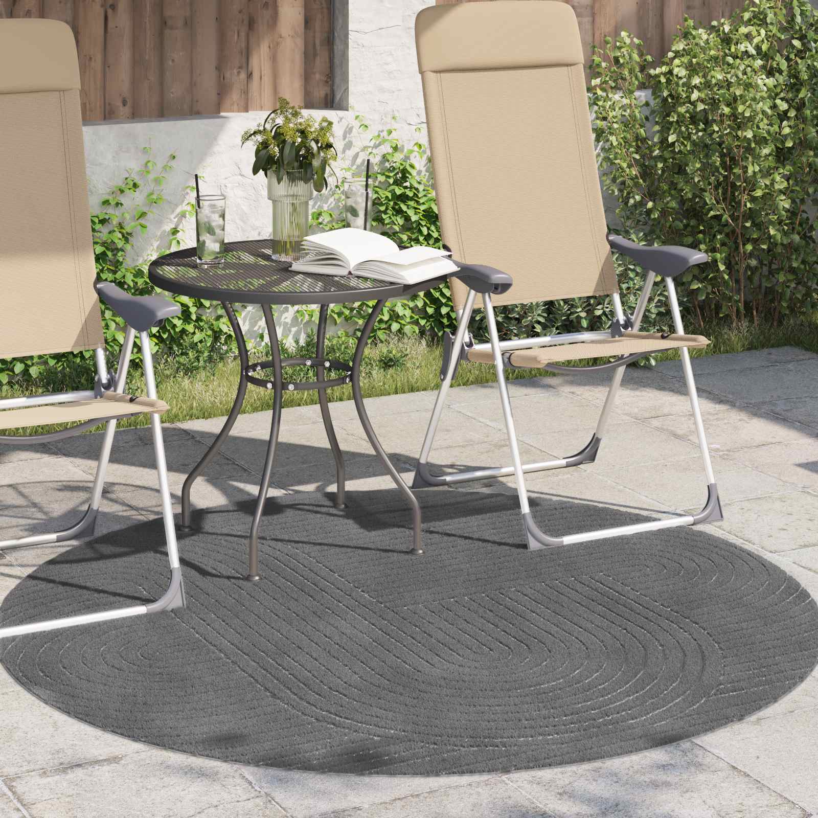 Vidaxl vloerkleden rond huarte antraciet ø 120 cm polyester