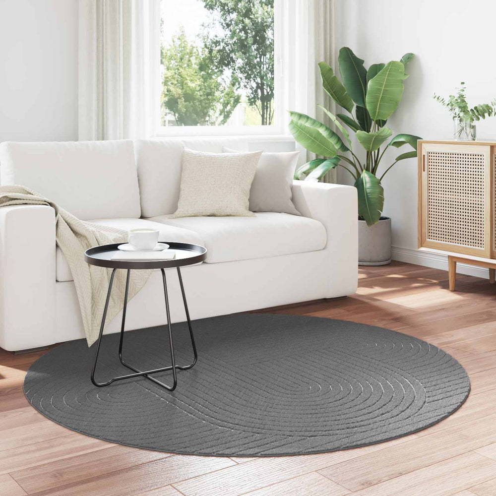 Vidaxl vloerkleden rond huarte antraciet ø 200 cm polyester
