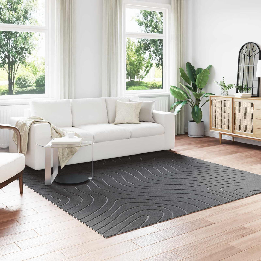Vidaxl vloerkleden vierkant huarte antraciet 240 x 240 cm polyester