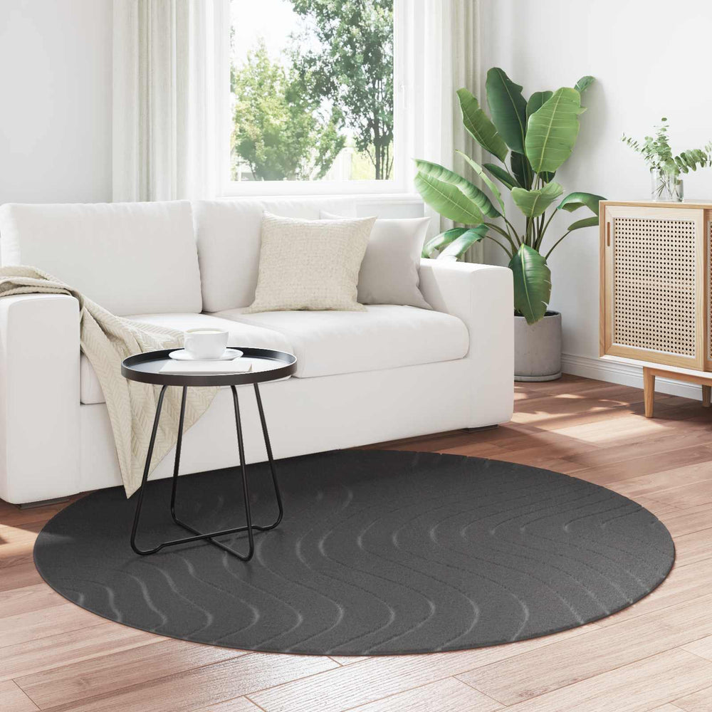 Vidaxl vloerkleden rond huarte antraciet ø 200 cm polyester