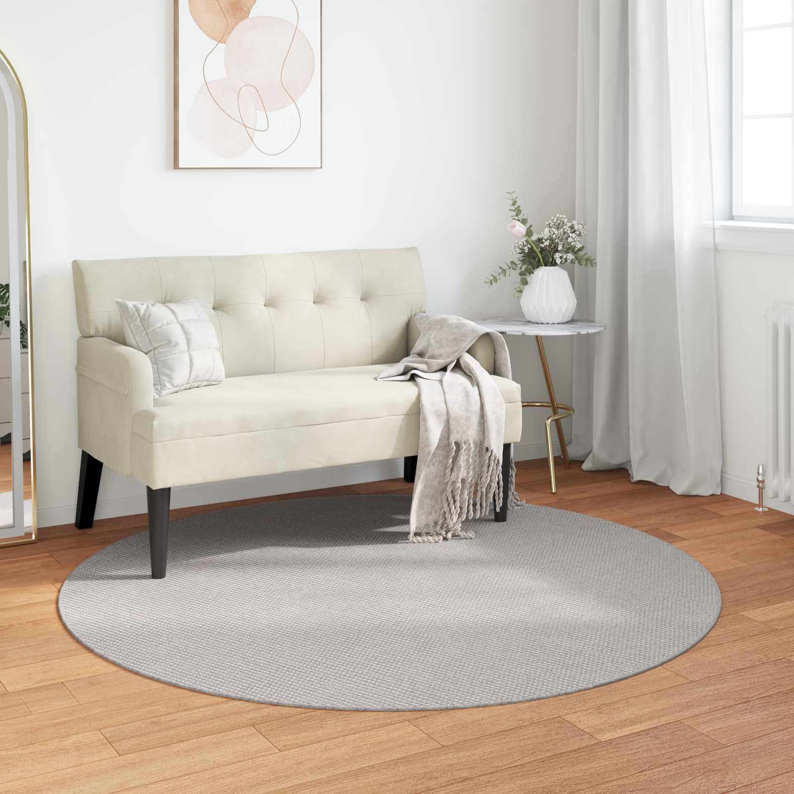 Vidaxl vloerkleden rond huarte crème en grijs ø 200 cm polyester