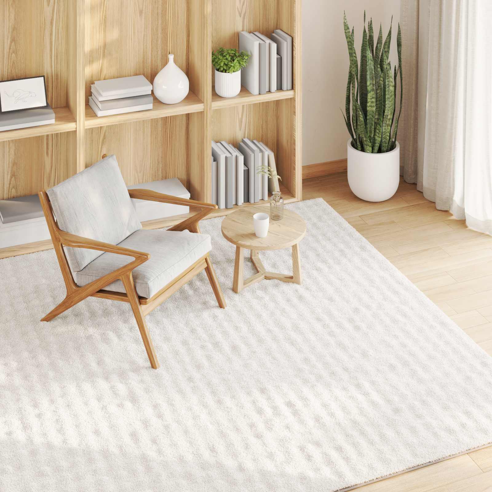 Vidaxl vloerkleden vierkant huarte crème 240 x 240 cm polyester