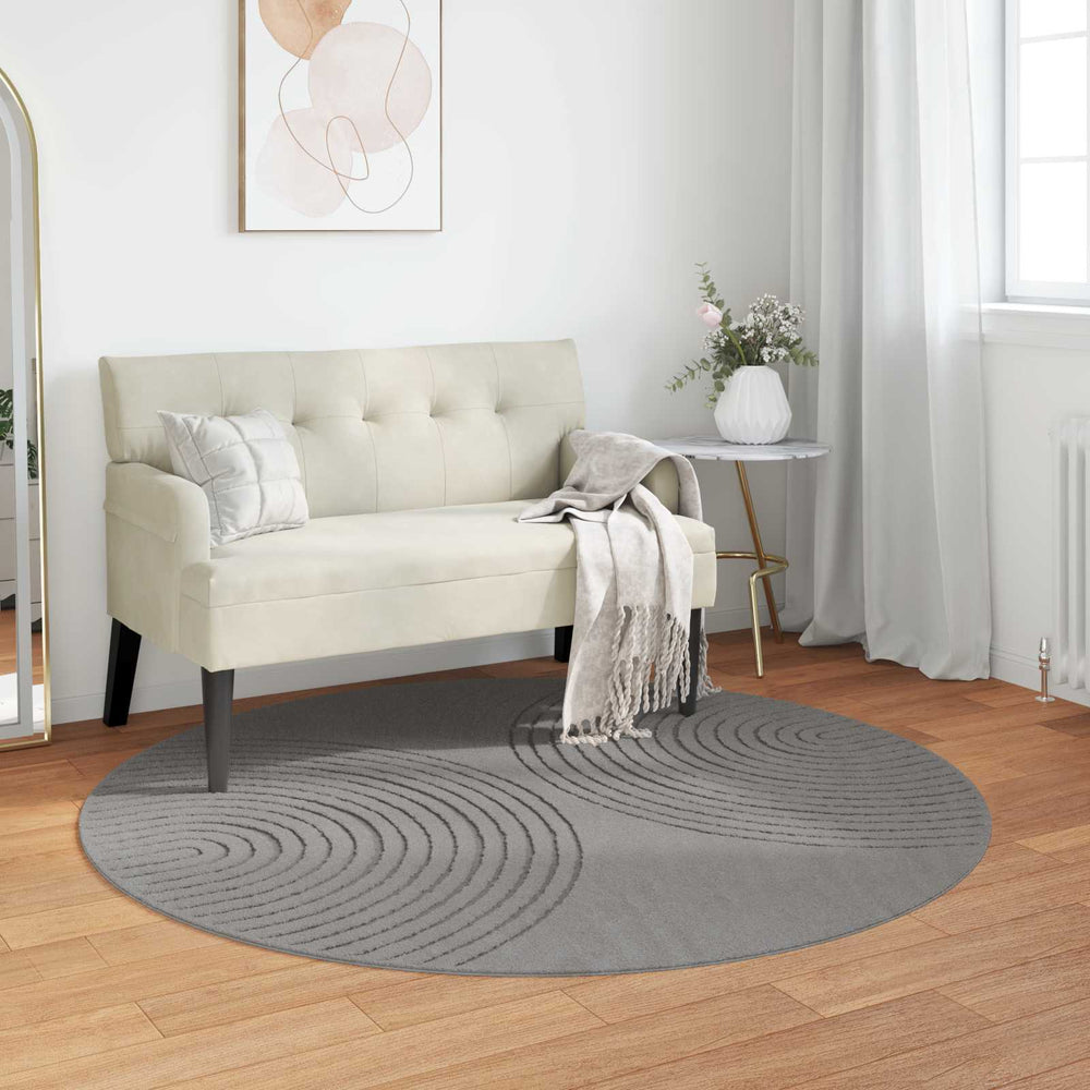 Vidaxl vloerkleden rond huarte grijs ø 120 cm polyester