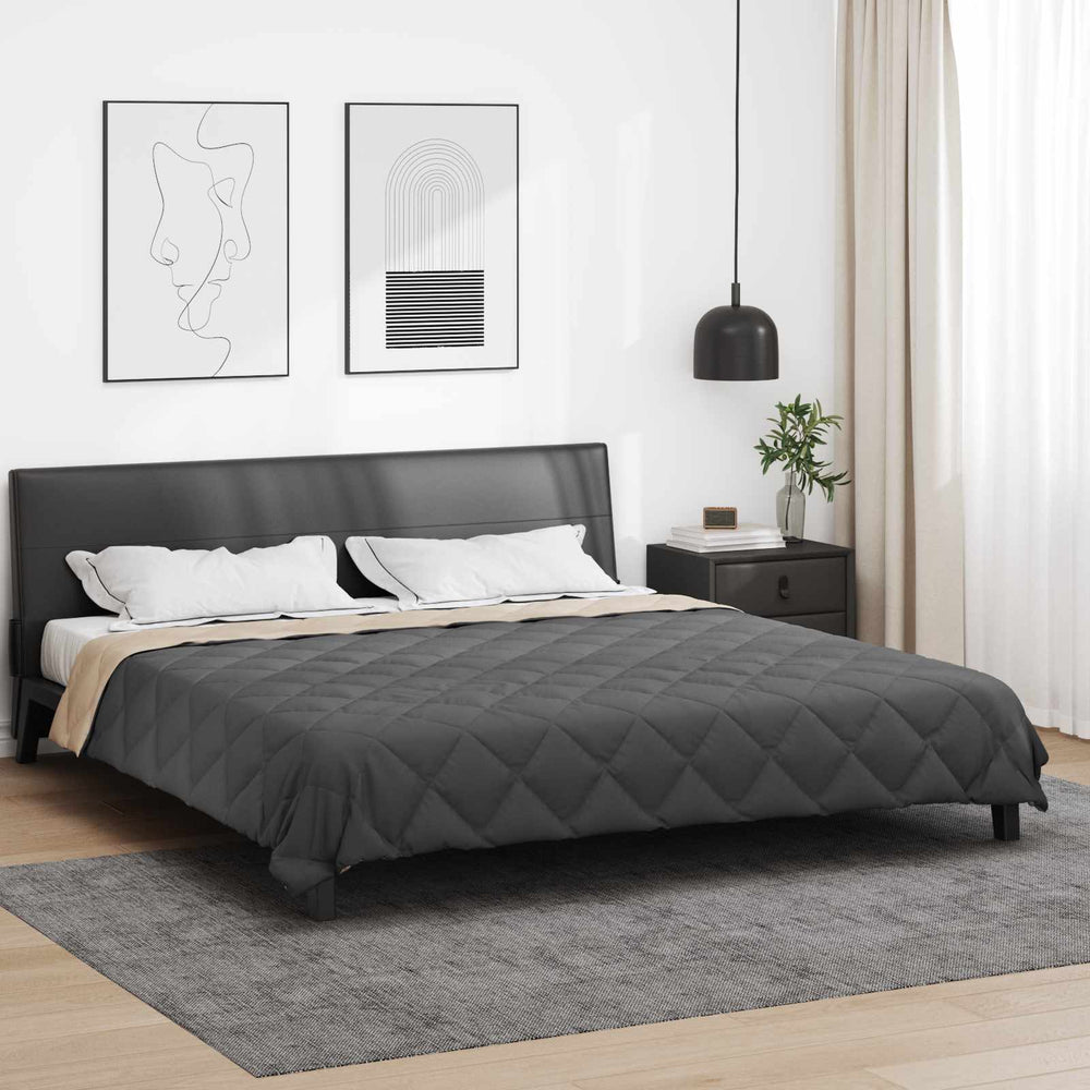 Vidaxl zomer dekbed antraciet en taupe 220 x 260 cm microfiber