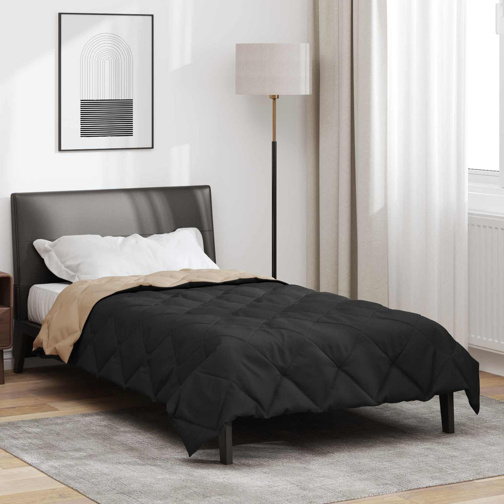 Vidaxl zomer dekbed zwart en taupe 200 x 140 cm microfiber