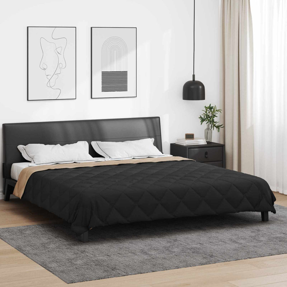 Vidaxl vol jaar dekbed zwart en taupe 220 x 260 cm microfiber