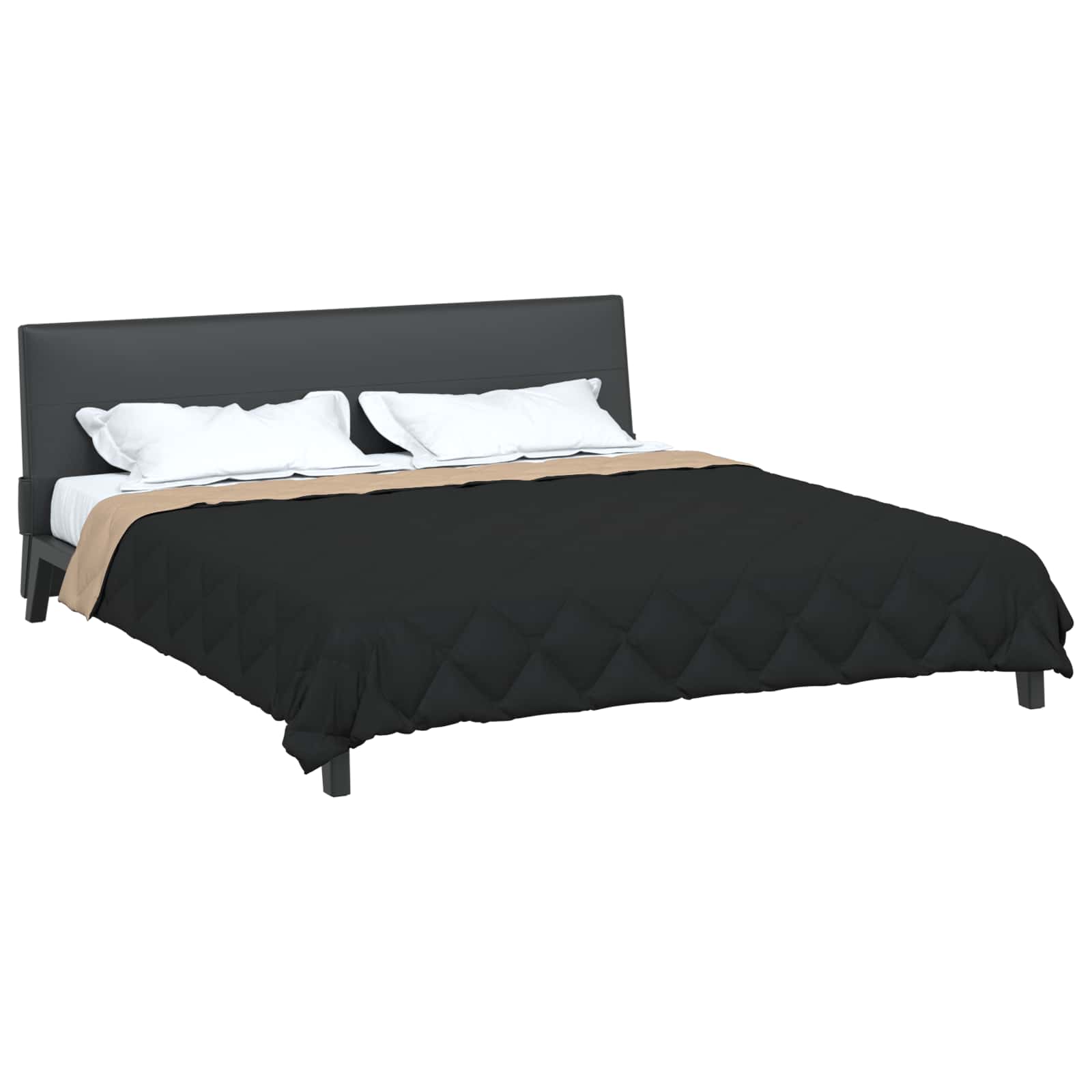 Vidaxl vol jaar dekbed zwart en taupe 220 x 260 cm microfiber