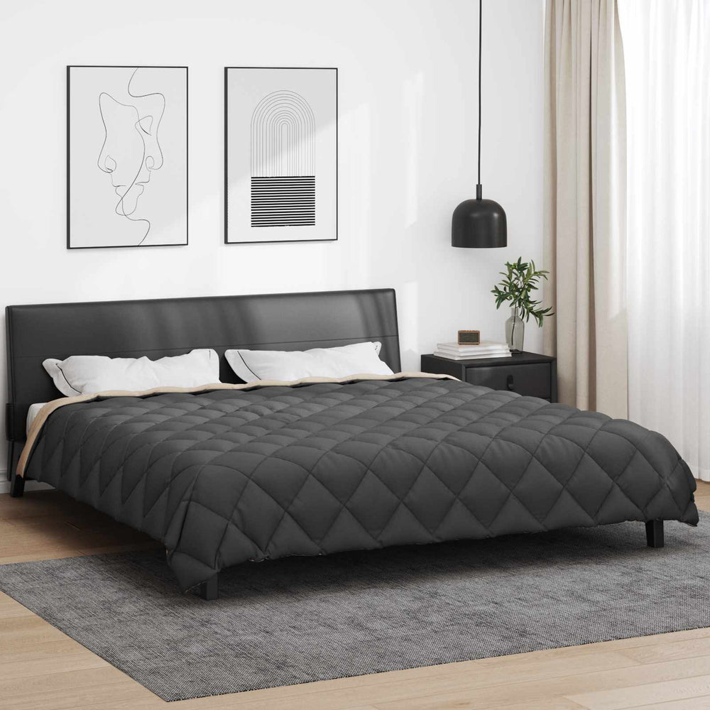 Vidaxl winter dekbed antraciet en taupe 200 x 200 cm microfiber