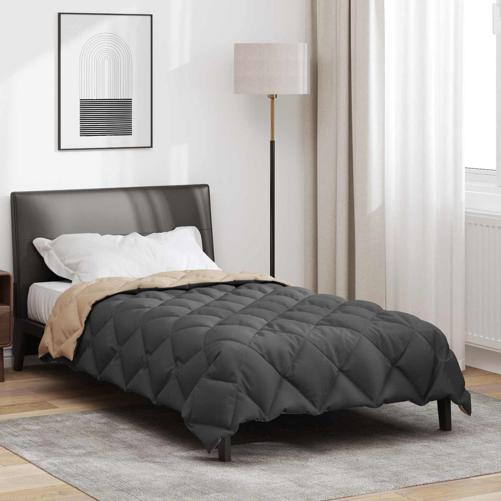 Vidaxl winter dekbed antraciet en taupe 220 x 140 cm microfiber