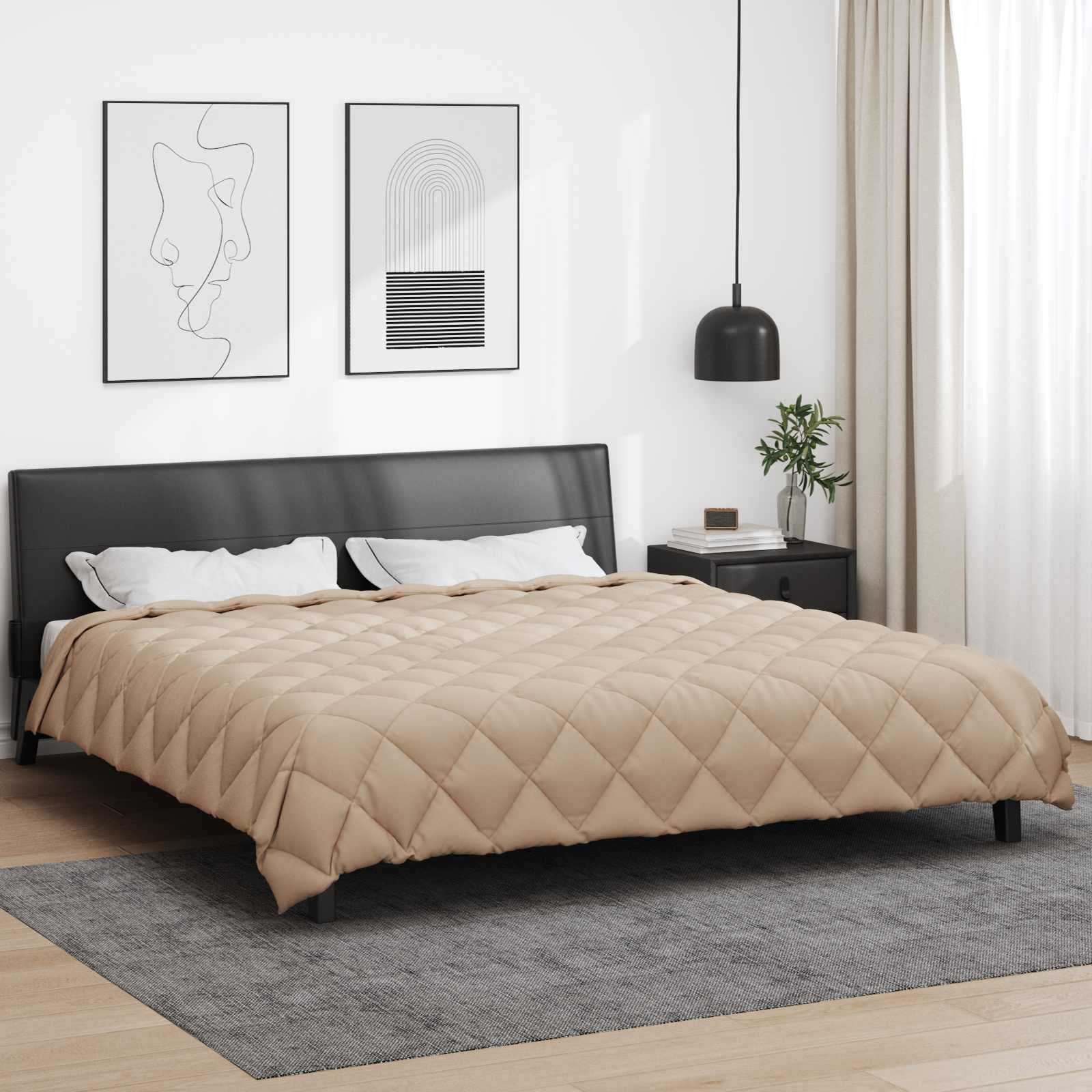 Vidaxl winter dekbed taupe 200 x 200 cm microfiber