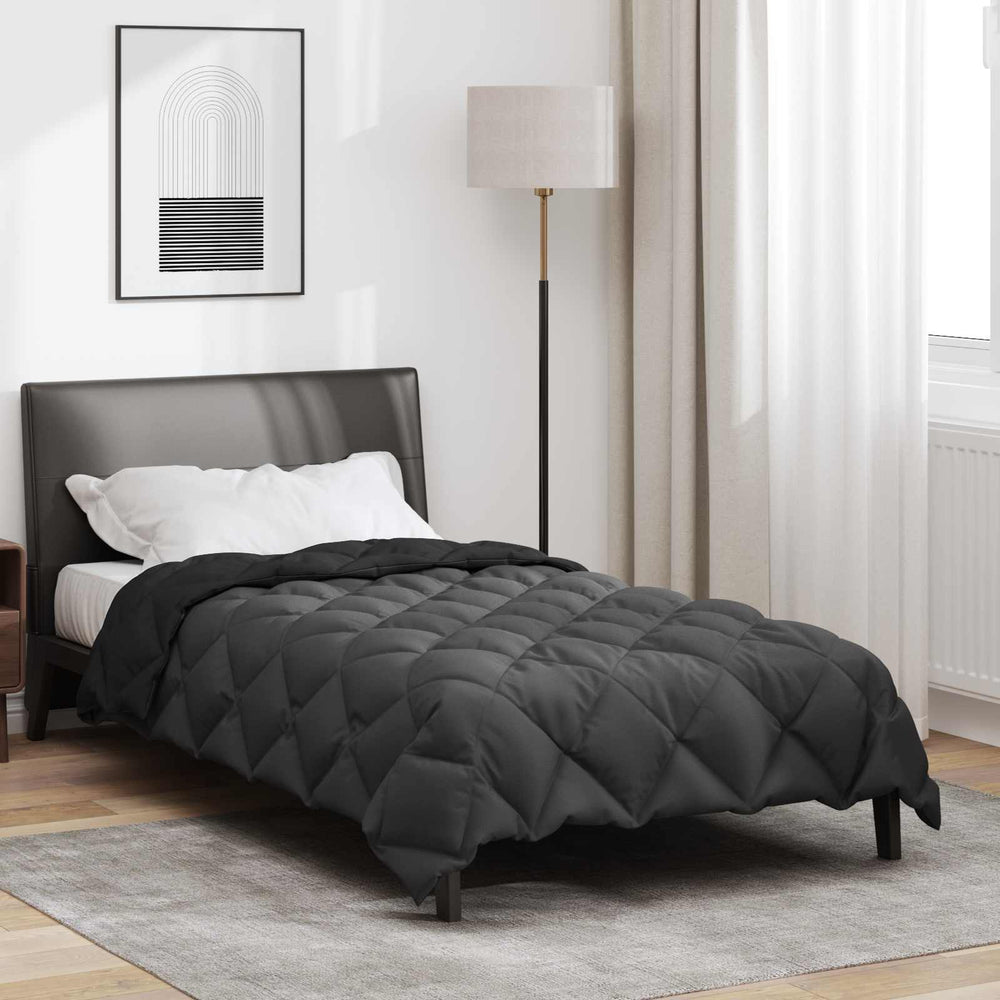 Vidaxl winter dekbed zwart en anthraciet 220 x 135 cm microfiber