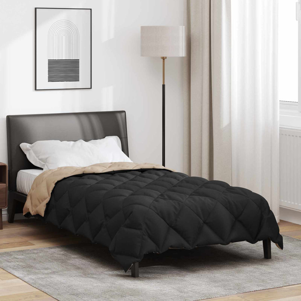 Vidaxl winter dekbed zwart en taupe 200 x 140 cm microfiber