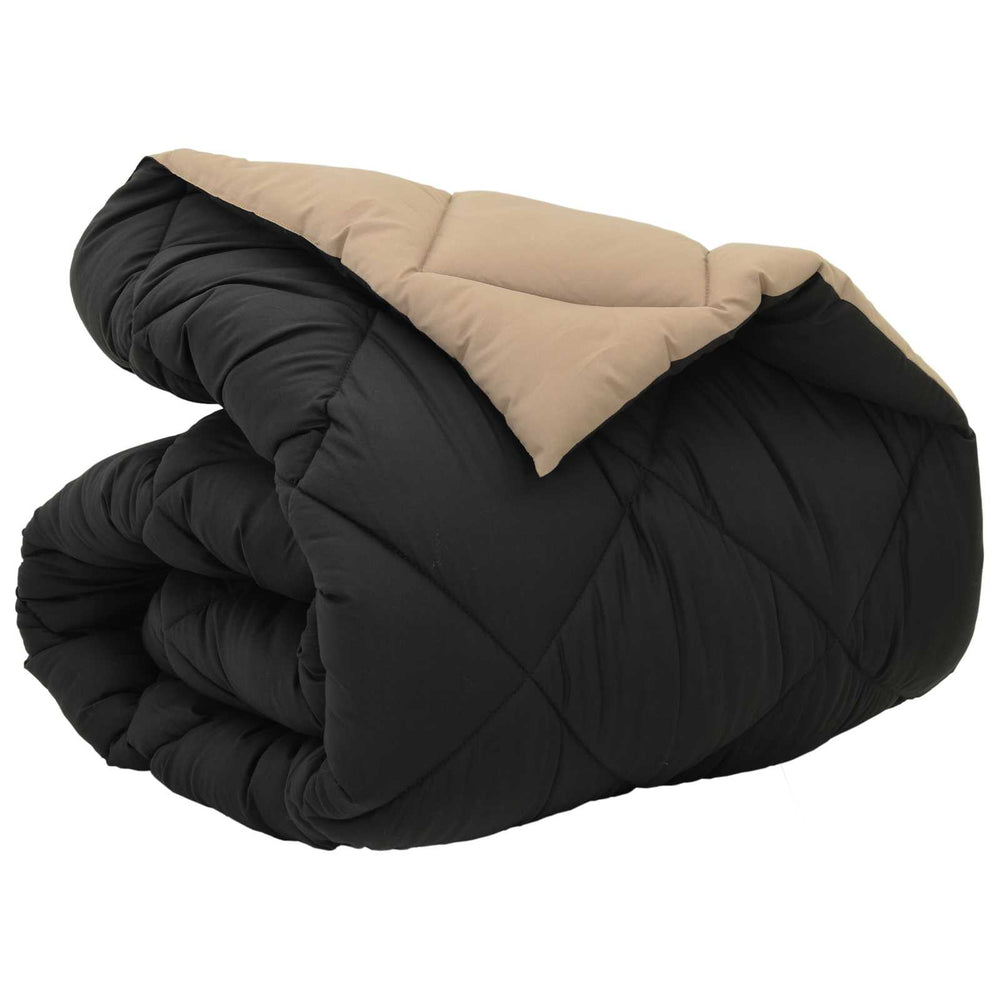 Vidaxl winter dekbed zwart en taupe 200 x 155 cm microfiber