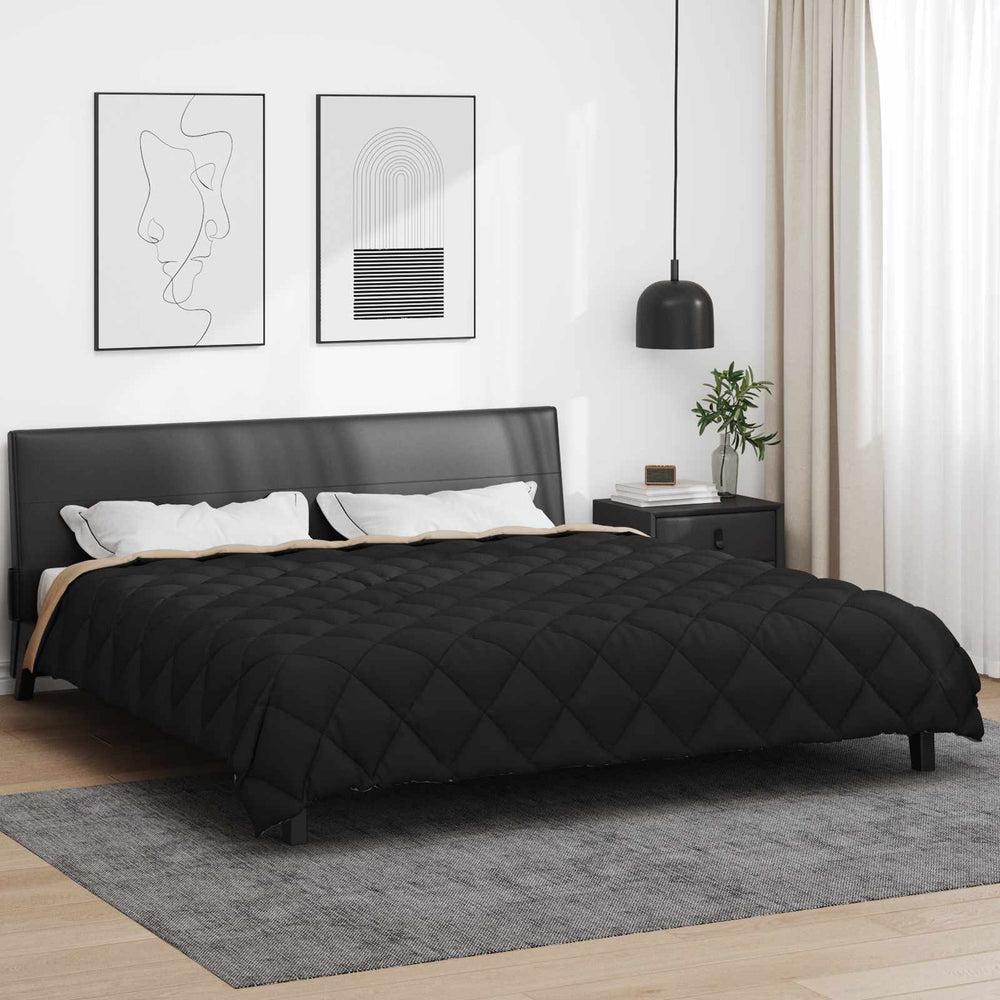 Vidaxl winter dekbed zwart en taupe 220 x 200 cm microfiber
