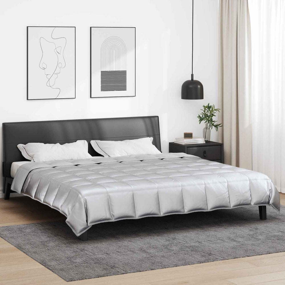 Vidaxl zomer dekbed zilver 240 x 200 cm satijn en microfiber