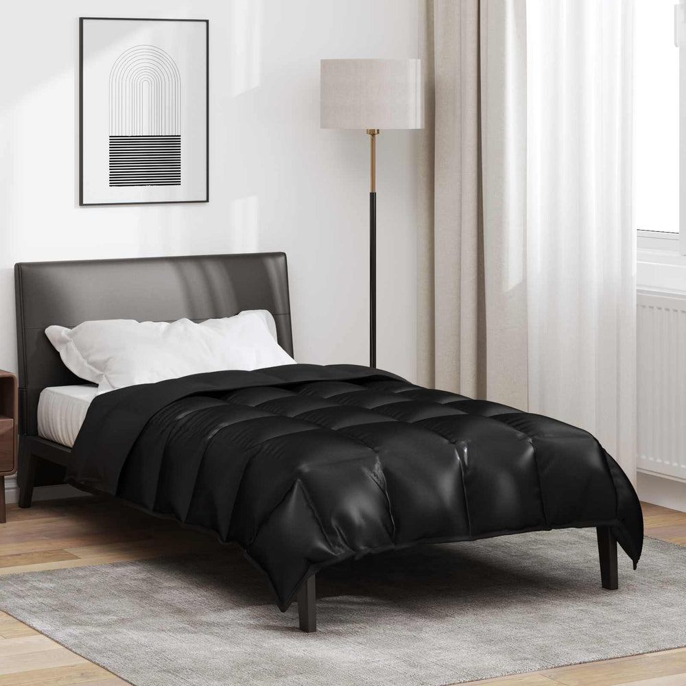 Vidaxl winter dekbed zwart 200 x 155 cm satijn en microfiber