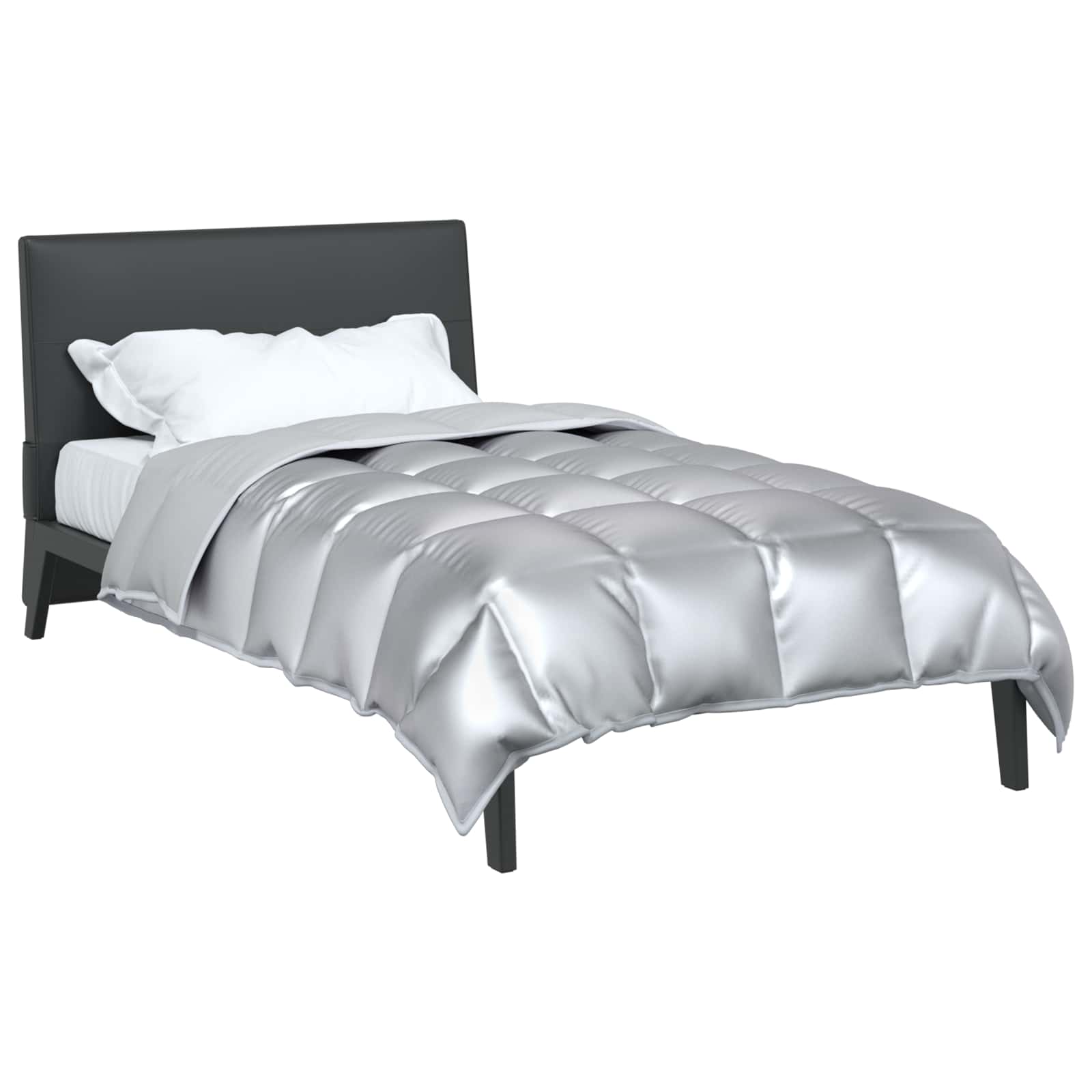 Vidaxl winter dekbed zilver 200 x 135 cm satijn en microfiber