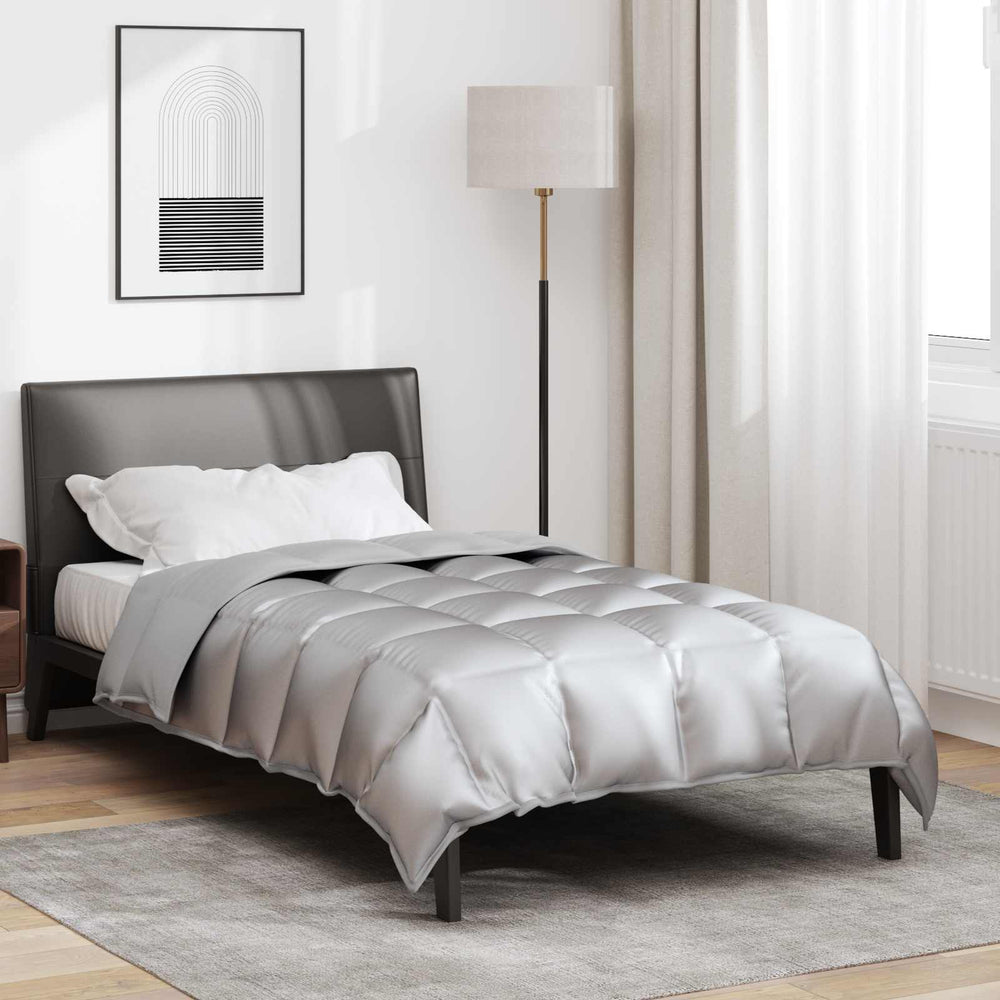 Vidaxl winter dekbed zilver 200 x 155 cm satijn en microfiber