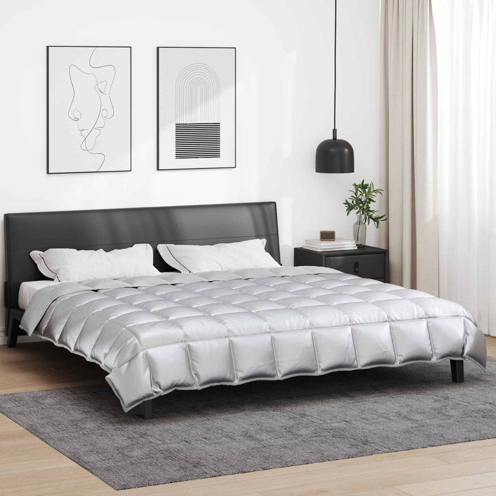 Vidaxl winter dekbed zilver 220 x 240 cm satijn en microfiber