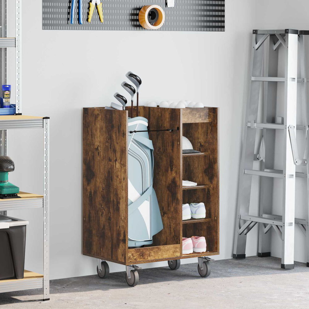 Vidaxl golfkast met wiel effen gerookt eiken 65 x 45 x 98 cm