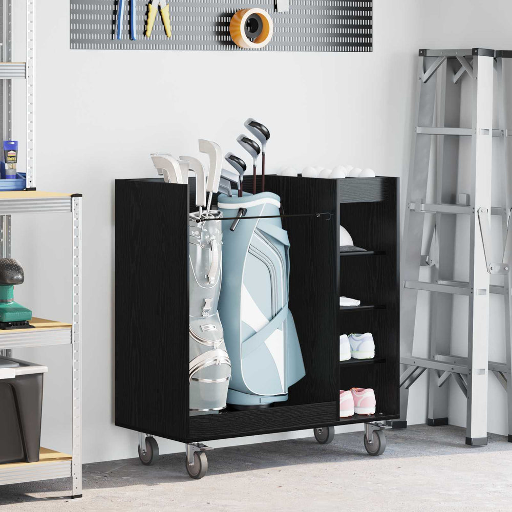 Vidaxl golfkast met wiel effen zwart eiken 90 x 45 x 98 cm