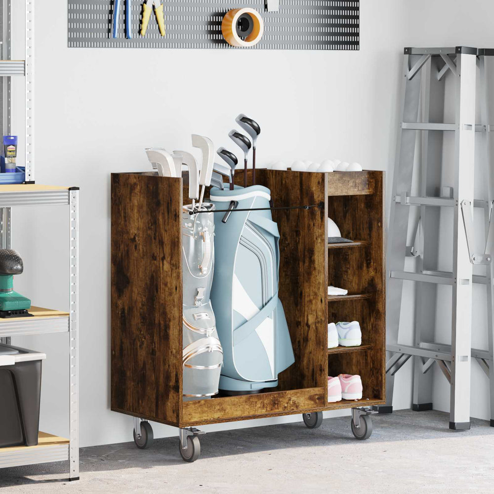 Vidaxl golfkast met wiel effen gerookt eiken 90 x 45 x 98 cm