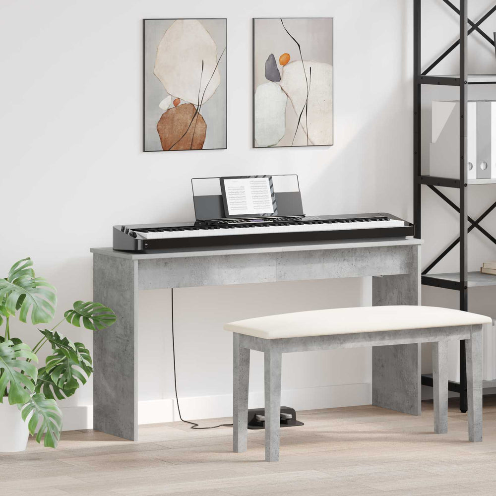 Vidaxl keyboardstand beton grijs 120 x 32 x 64 cm bewerkt hout