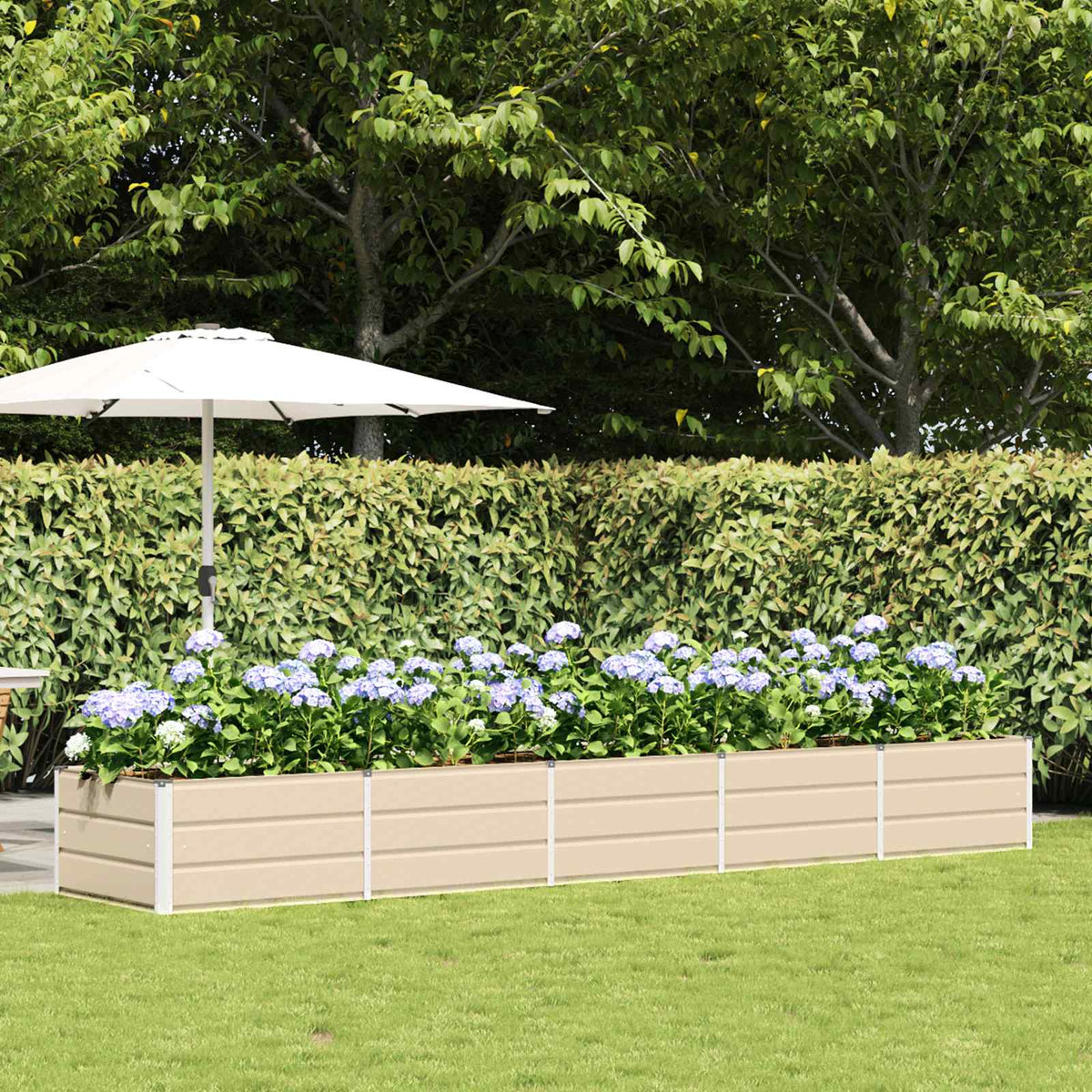 Vidaxl plantenbak ivoor 400 x 80 x 45 cm staal
