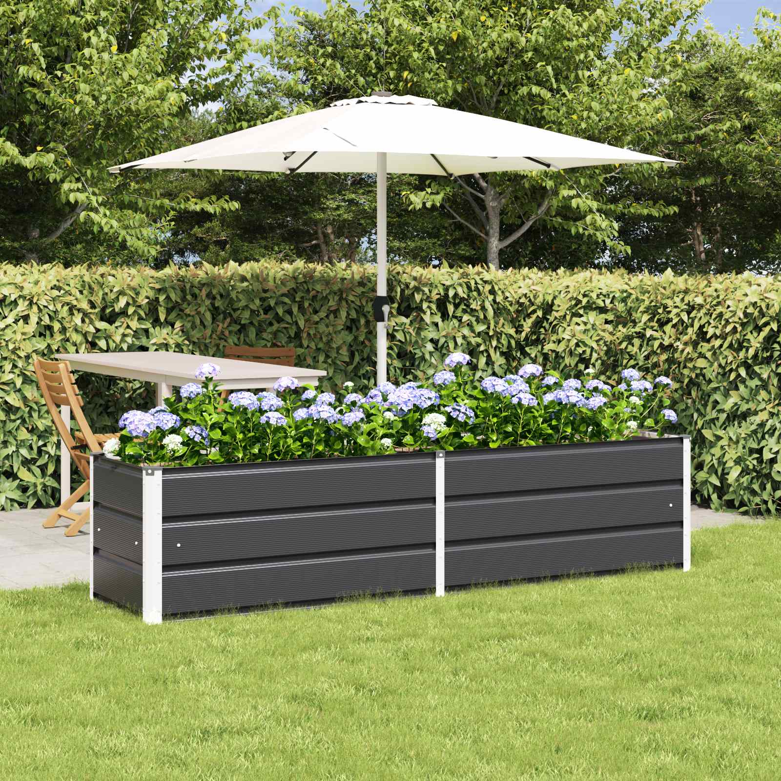 Vidaxl plantenbak antraciet 195 x 50 x 45 cm gegalvaniseerd staal