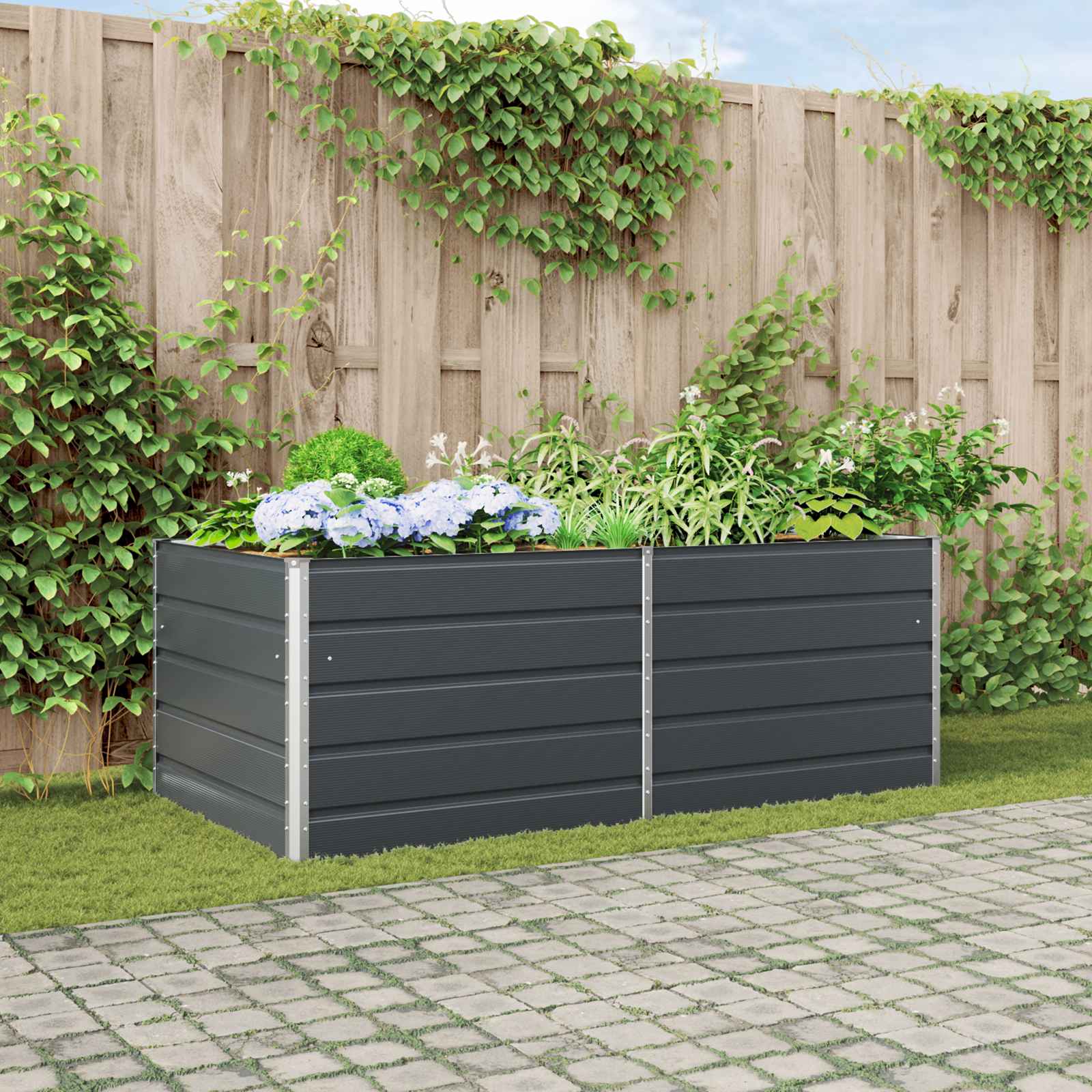 Vidaxl plantenbak antraciet 195 x 100 x 45 cm gegalvaniseerd staal