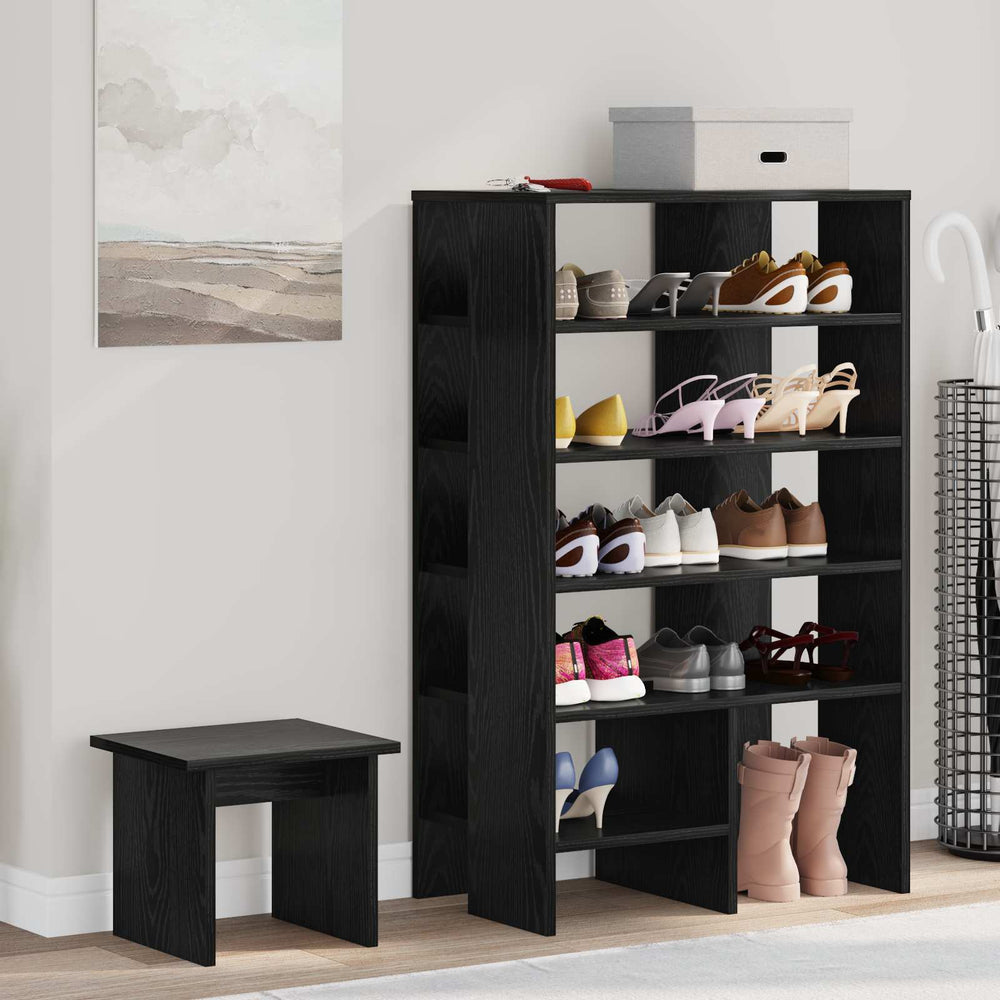 Vidaxl schoenenkast met plank 2 pcs zwart eiken bewerkt hout