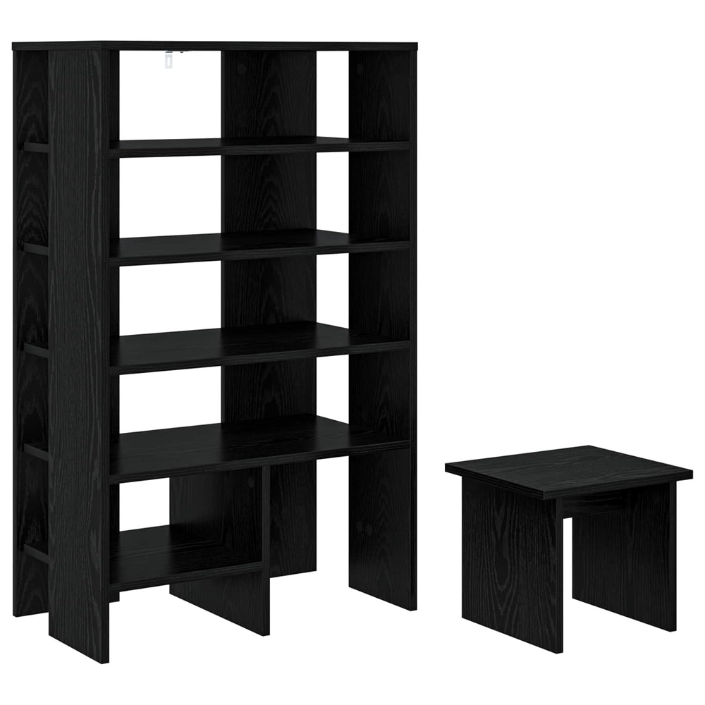 Vidaxl schoenenkast met plank 2 pcs zwart eiken bewerkt hout