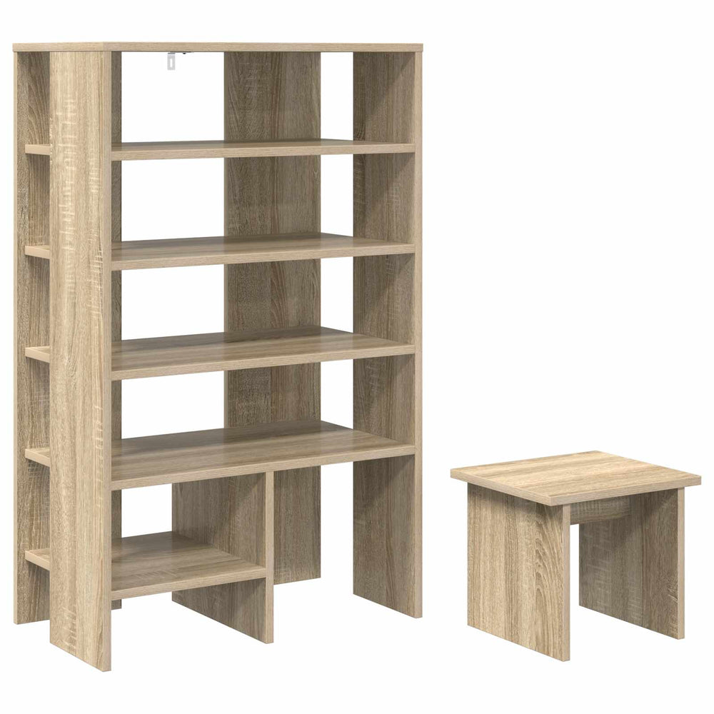 Vidaxl schoenenkast met plank 2 pcs sonoma eiken bewerkt hout
