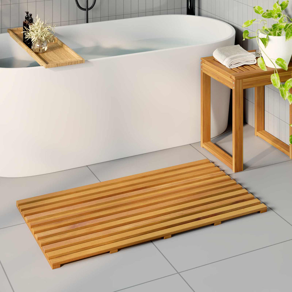 Vidaxl badmat effen bruin 100 x 53 cm hout
