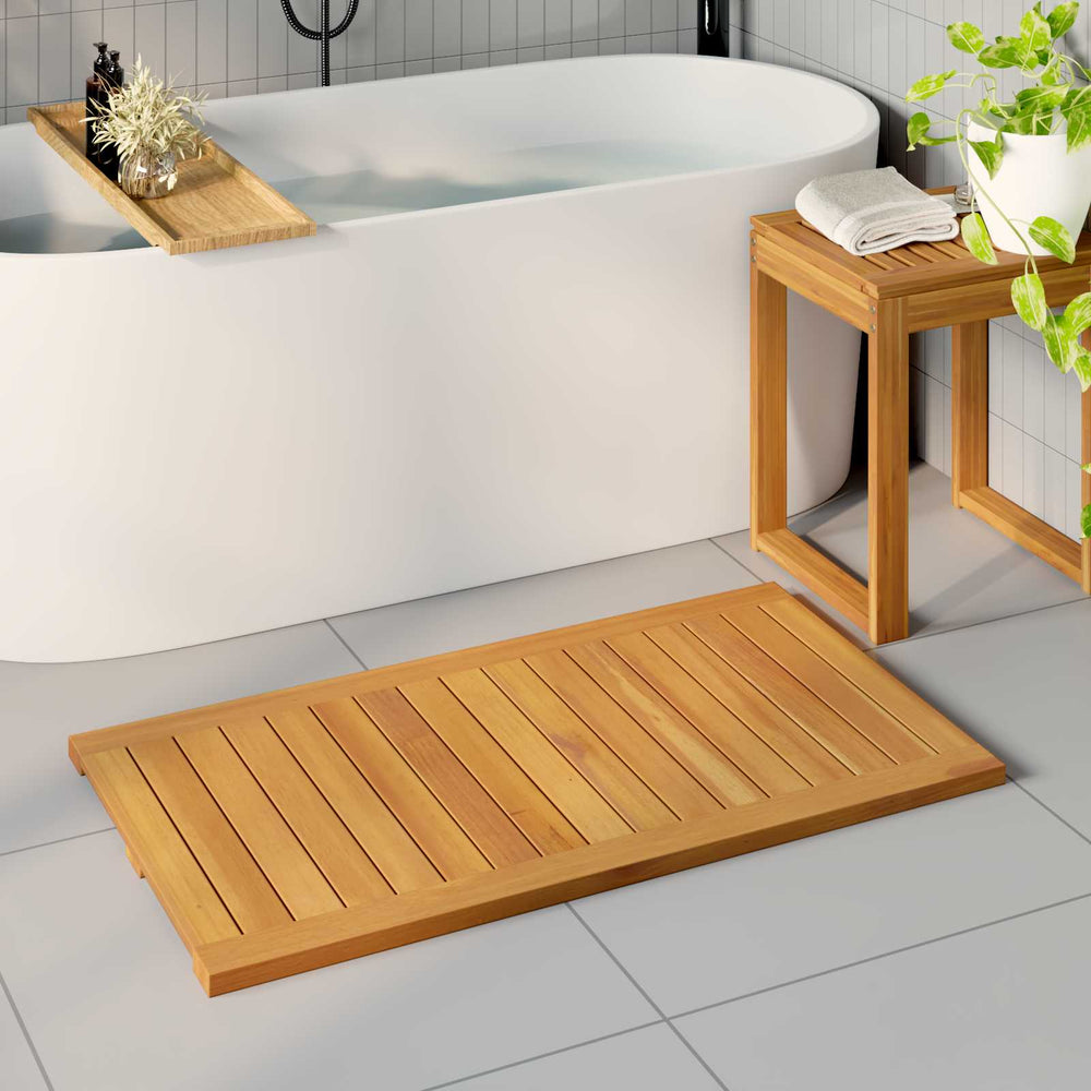 Vidaxl badmat effen bruin 100 x 55 cm hout