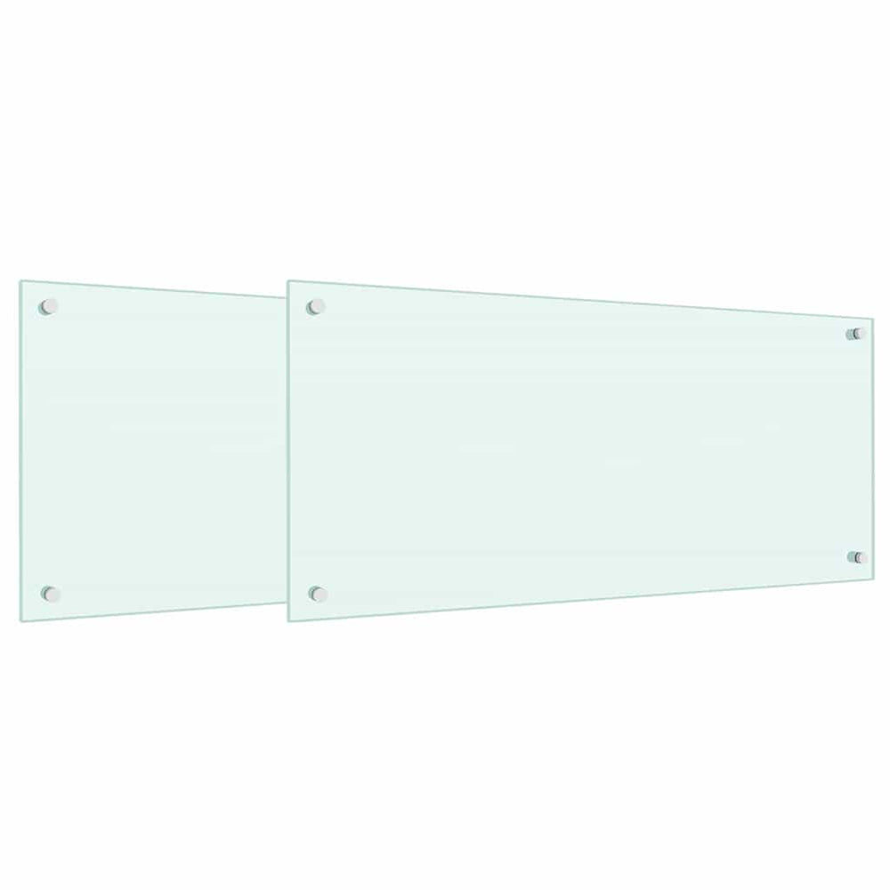 Vidaxl keuken spatscherm 2 pcs wit 90 x 40 cm gehard glas